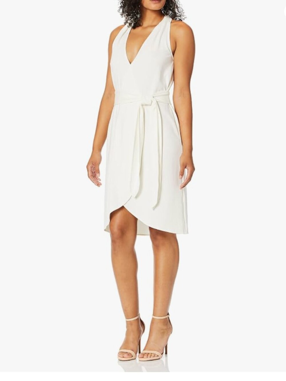 NWT Halston Heritage White Belted Halter Dress | Size S